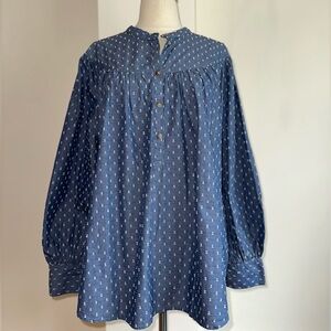 NWT Old Navy Swiss Dot Chambray Balloon Sleeve Top 2X